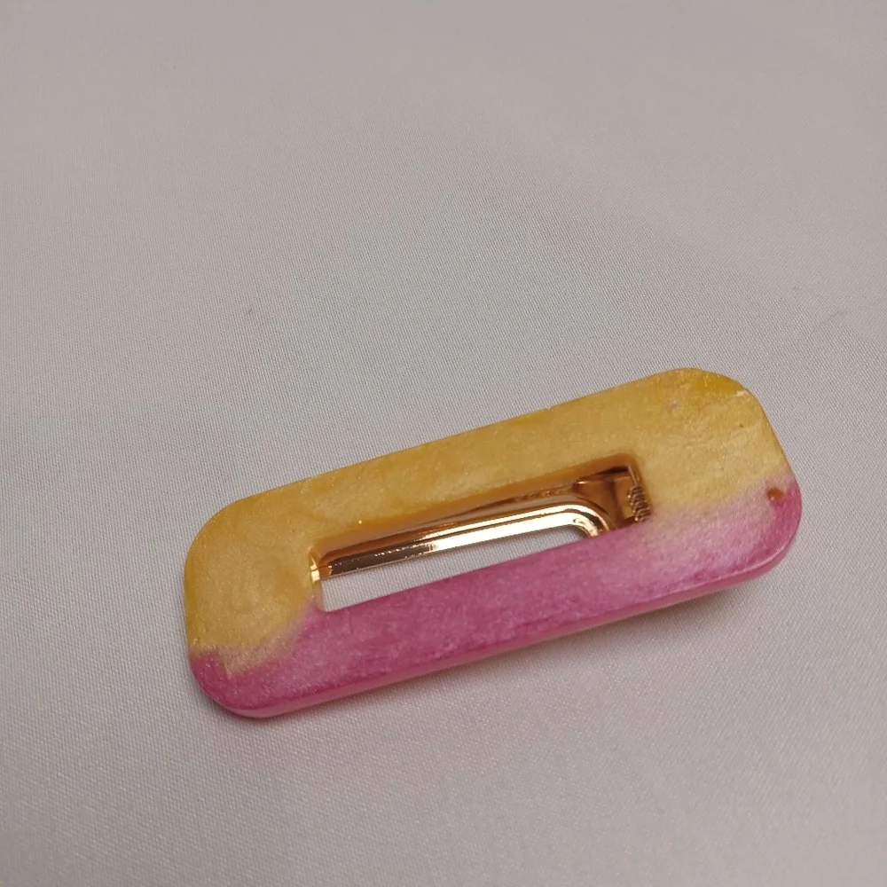 5/$25 Handcrafted Pink and Yellow Hair Clip